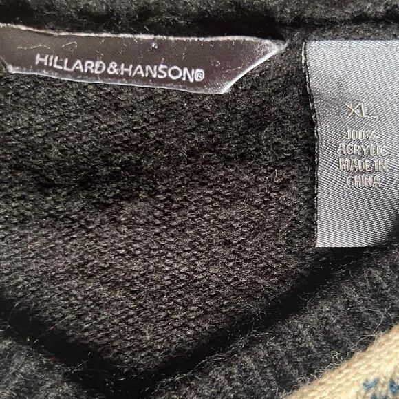Vintage Hillard & Hansons Black, Blue,& Beige, Argyle, Long Sleeve Sweater. XL. - Picture 4 of 4